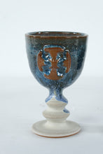 Load image into Gallery viewer, Winchcombe Pottery Goblets Pair Blue Glaze Chalice Cups England Studio Pottery