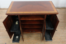 Load image into Gallery viewer, Traditional Mahogany Inlaid Entertainment Cabinet with Rope Carved Edge & Glass Doors