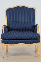 Load image into Gallery viewer, Ethan Allen Navy Country French Bergère Arm Chair