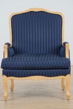 Load image into Gallery viewer, Ethan Allen Navy Country French Bergère Arm Chair