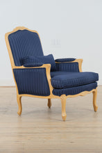 Load image into Gallery viewer, Ethan Allen Navy Country French Bergère Arm Chair