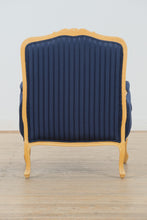 Load image into Gallery viewer, Ethan Allen Navy Country French Bergère Arm Chair