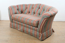 Load image into Gallery viewer, Ethan Allen Tufted Stripe Upholstered Loveseat Sofa with Rolled Arms and Skirted Base