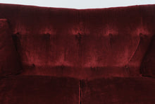 Load image into Gallery viewer, Ethan Allen Bennett Collection Red Velvet Tufted Sofa