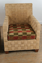 Load image into Gallery viewer, Pair of Ethan Allen Balta Seagrass Armchairs with Ottoman Basketweave Frame