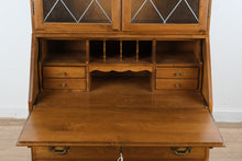 Load image into Gallery viewer, Ethan Allen Early American Secretary Desk Bookcase with Metal Fretwork Glass Doors
