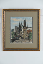 Load image into Gallery viewer, Original Signed Charles Bridge Prague Ink and Watercolor Drawing Old Town Bridge Tower Framed