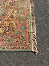 Load image into Gallery viewer, Karastan Green Medallion Kirman Wool Rug – 10x14 Vintage Oriental Design #717