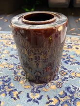 Load image into Gallery viewer, Antique Brown Glazed Stoneware Preserve Jar – Cylindrical Crock with Rolled Rim