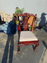Load image into Gallery viewer, Heavily Carved Chippendale Side Chair with Fan-Pattern Upholstery