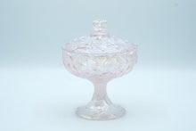 Load image into Gallery viewer, Champagne Satin Pedestal Candy Dish with Floral Relief – Fenton Art Glass