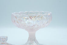 Load image into Gallery viewer, Champagne Satin Pedestal Candy Dish with Floral Relief – Fenton Art Glass