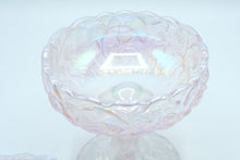 Load image into Gallery viewer, Champagne Satin Pedestal Candy Dish with Floral Relief – Fenton Art Glass