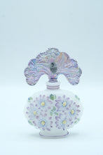Load image into Gallery viewer, Hand-Painted Oval Perfume Bottle with Floral Stopper – Fenton Art Glass