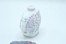 Load image into Gallery viewer, Hand-Painted Oval Perfume Bottle with Floral Stopper – Fenton Art Glass