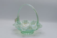 Load image into Gallery viewer, Fenton Green Opalescent Iridescent Glass Basket 8 Inch