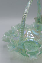 Load image into Gallery viewer, Fenton Green Opalescent Iridescent Glass Basket 8 Inch