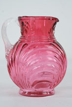 Load image into Gallery viewer, Fenton Country Cranberry Caprice Glass Pitcher Clear Handle 8 Inch