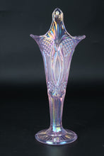 Load image into Gallery viewer, Mosser Glass Pink Carnival Jack in the Pulpit Vase Diamond Zipper 12 Inch