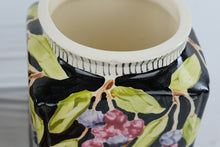 Load image into Gallery viewer, Fiasco Hand Painted Ceramic Fruit Canister Set 3 Black Kitchen Storage Jars