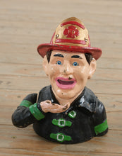 Load image into Gallery viewer, Antique John Harper Fireman Cast Iron Mechanical Bank 1915 Working Eyes