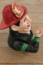 Load image into Gallery viewer, Antique John Harper Fireman Cast Iron Mechanical Bank 1915 Working Eyes