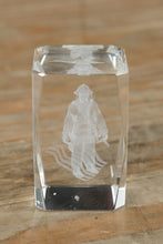 Load image into Gallery viewer, 3D Laser-Etched Firefighter Crystal Block – American Flag Design – Clear Glass/Crystal Paperweight