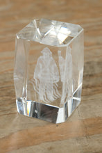 Load image into Gallery viewer, 3D Laser-Etched Firefighter Crystal Block – American Flag Design – Clear Glass/Crystal Paperweight