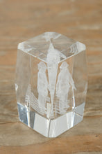 Load image into Gallery viewer, 3D Laser-Etched Firefighter Crystal Block – American Flag Design – Clear Glass/Crystal Paperweight