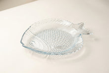 Load image into Gallery viewer, Clear Glass Fish Shaped Serving Dish Pressed Glass Seafood Plate 7 Inch