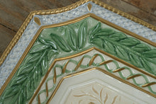 Load image into Gallery viewer, Fitz & Floyd Classics Gregorian Collection 9.5” Square “Canope” Plate – Handcrafted Ceramic with Dove Motif & Gold Trim