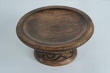 Load image into Gallery viewer, Fitz and Floyd Hand-Carved Wooden Pedestal Stand – Rustic Decorative Display Riser