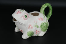 Load image into Gallery viewer, 1986 Fitz and Floyd Frog Teapot – Hand-Painted Ceramic with Floral & Lily Pad Detail (Lid Missing)