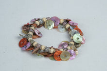 Load image into Gallery viewer, Multicolor Mother of Pearl Shell Disc Beaded Stretch Bracelet Boho Statement Jewelry