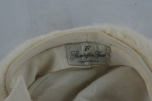 Load image into Gallery viewer, Vintage Flemington Furs White Mink Hat with Cameo Brooch – 1950s Elegant Winter Cap