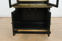 Load image into Gallery viewer, Antique Chinoiserie Display Cabinet by Flint and Horner Black Painted Curio Cabinet with Hand Painted Bird Motifs