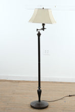 Load image into Gallery viewer, Traditional Swing Arm Floor Lamp Wood Column Adjustable Reading Light 58 Inch