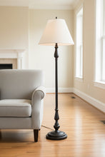 Load image into Gallery viewer, Traditional Black Floor Lamp With Tapered Fabric Shade