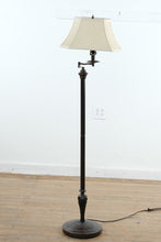 Load image into Gallery viewer, Traditional Swing Arm Floor Lamp Wood Column Adjustable Reading Light 58 Inch