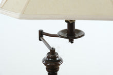 Load image into Gallery viewer, Traditional Swing Arm Floor Lamp Wood Column Adjustable Reading Light 58 Inch