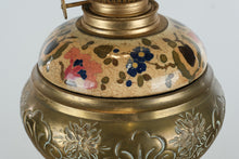 Load image into Gallery viewer, Antique Brass Bridge Floor Lamp With Marble Table Oil Lamp Style 70 Inch