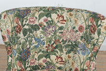 Load image into Gallery viewer, Vintage Floral Upholstered Wingback Lounge Chair with Mahogany Cabriole Legs