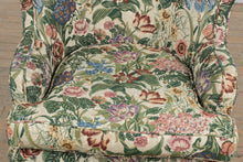 Load image into Gallery viewer, Vintage Floral Upholstered Wingback Lounge Chair with Mahogany Cabriole Legs