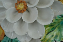 Load image into Gallery viewer, Majolica Style Ceramic Flower Basket Centerpiece Applied Flowers 12 Inch