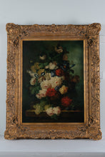 Load image into Gallery viewer, Vintage Floral Still Life Oil Painting Ornate Gold Frame ELBECO Canvas 45x56