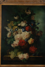 Load image into Gallery viewer, Vintage Floral Still Life Oil Painting Ornate Gold Frame ELBECO Canvas 45x56