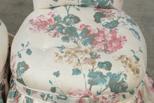 Load image into Gallery viewer, Pair of Vintage Floral Upholstered Slipper Chairs with Skirted Bases