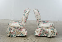 Load image into Gallery viewer, Pair of Vintage Floral Upholstered Slipper Chairs with Skirted Bases