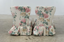 Load image into Gallery viewer, Pair of Vintage Floral Upholstered Slipper Chairs with Skirted Bases