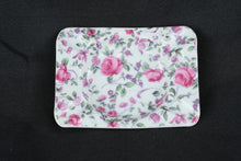 Load image into Gallery viewer, Pink Rose Floral Porcelain Ring Dish Trinket Tray 4x3